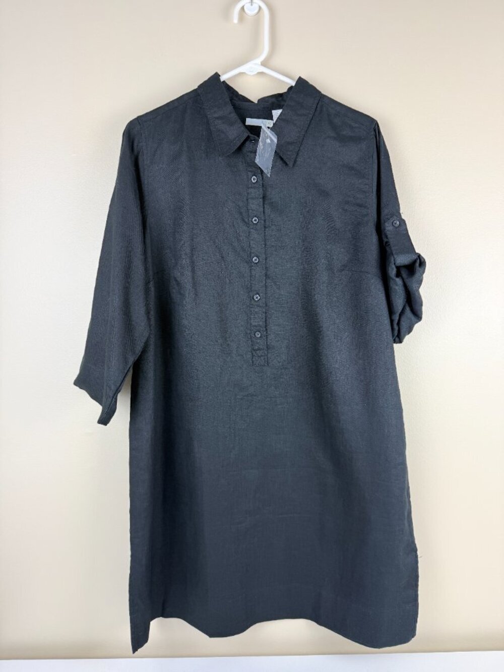 NWOT New 100% Linen Button Front Shirt Dress Tunic